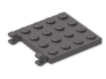 LEGO® Brick: Plate 4 x 4 with 2 Clips Horizontal (Open C-Clips) 11399 | Color: Dark Stone Grey