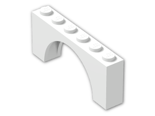 LEGO® Stein: Arch 1 x 6 x 2 with Thin Top 15254 | Farbe: White