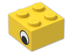 LEGO® Brick: Brick 2 x 2 with Black and White Eye Pattern on Both Sides 3003pe2 | Color: Bright Yellow