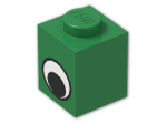 LEGO® Brick: Brick 1 x 1 with Eye Pattern 3005pe1 | Color: Dark Green