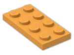 LEGO® Brick: Plate 2 x 4 3020 | Color: Bright Yellowish Orange