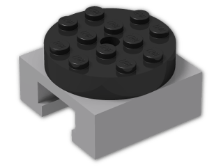 LEGO® Brick: Turntable 4 x 4 x 2 Locking with Grooved Base and Black Top 30516c02 | Color: Medium Stone Grey