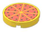 LEGO® Brick: Tile 2 x 2 Round with Pizza Pattern 4150p02 | Color: Bright Yellow