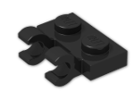 LEGO® Stein: Plate 1 x 2 with 2 Clips Horizontal (Thick C-Clips) 60470b | Farbe: Black