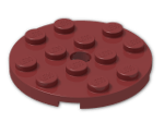 LEGO® Stein: Plate 4 x 4 Round with Hole and Snapstud 60474 | Farbe: New Dark Red