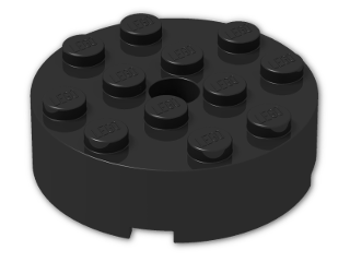 LEGO® Brick: Brick 4 x 4 Round with Pinhole and Snapstud 87081 | Color: Black
