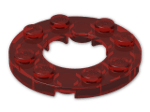 LEGO® Stein: Plate 4 x 4 Round with 2 x 2 Round Hole 11833 | Farbe: Transparent Red