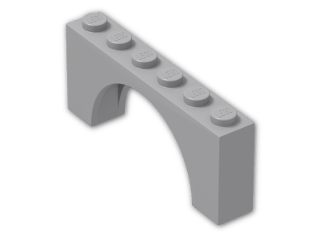 LEGO® Brick: Arch 1 x 6 x 2 with Thin Top 12939 | Color: Medium Stone Grey