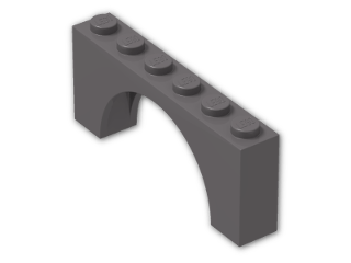 LEGO® Brick: Arch 1 x 6 x 2 with Thin Top 12939 | Color: Dark Stone Grey