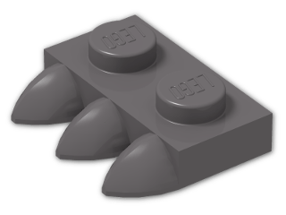 LEGO® Brick: Plate 1 x 2 with 3 Teeth In-line 15208 | Color: Dark Stone Grey