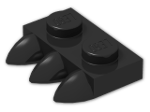 LEGO® Brick: Plate 1 x 2 with 3 Teeth In-line 15208 | Color: Black