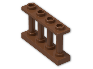 LEGO® Stein: Fence Spindled 1 x 4 x 2 with 4 Studs 15332 | Farbe: Reddish Brown