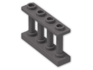 LEGO® Brick: Fence Spindled 1 x 4 x 2 with 4 Studs 15332 | Color: Dark Stone Grey