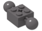 LEGO® Brick: Brick 2 x 2 with Two Ball Joints and Axlehole 17114 | Color: Dark Stone Grey