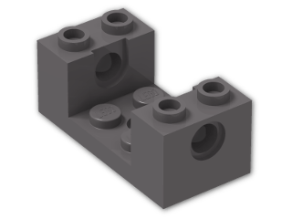 LEGO® Brick: Plate 2 x 4 with Side Bricks 1 x 2 x 1.333 with Hole 18975 | Color: Dark Stone Grey