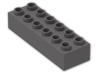 LEGO® Brick: Duplo Brick 2 x 6 2300 | Color: Dark Stone Grey