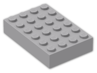 LEGO® Brick: Brick 4 x 6 2356 | Color: Medium Stone Grey