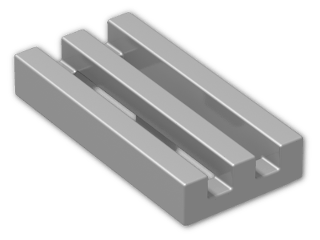 LEGO® Brick: Tile 1 x 2 Grille with Groove 2412b | Color: Silver Metallic