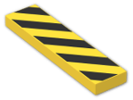 LEGO® Brick: Tile 1 x 4 with Danger Stripes Black Pattern 2431p52 | Color: Bright Yellow