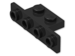 LEGO® Stein: Bracket 1 x 2 - 1 x 4 with Rounded Corners 2436b | Farbe: Black