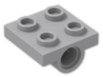 LEGO® Stein: Plate 2 x 2 with Hole and Split Underside Ribs 2444 | Farbe: Medium Stone Grey