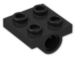 LEGO® Stein: Plate 2 x 2 with Hole and Split Underside Ribs 2444 | Farbe: Black
