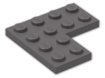 LEGO® Brick: Plate 4 x 4 Corner 2639 | Color: Dark Stone Grey