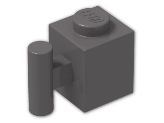 LEGO® Brick: Brick 1 x 1 with Handle 2921 | Color: Dark Stone Grey