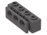 LEGO® Brick: Technic Brick 1 x 4 with Holes and Bumper Holder 2989 | Color: Dark Stone Grey