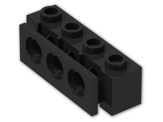 LEGO® Brick: Technic Brick 1 x 4 with Holes and Bumper Holder 2989 | Color: Black