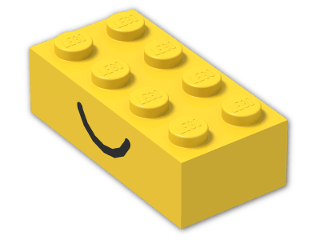 LEGO® Brick: Brick 2 x 4 with Happy and Sad Face Pattern 3001pe1 | Color: Bright Yellow