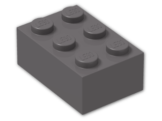 LEGO® Brick: Brick 2 x 3 3002 | Color: Dark Stone Grey