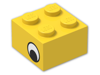 LEGO® Brick: Brick 2 x 2 with Black and White Eye Pattern on Both Sides 3003pe2 | Color: Bright Yellow