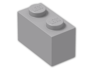 LEGO® Brick: Brick 1 x 2 3004 | Color: Medium Stone Grey