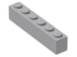 LEGO® Stein: Brick 1 x 6 3009 | Farbe: Medium Stone Grey