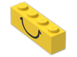 LEGO® Brick: Brick 1 x 4 with Black Smile Pattern 3010p01 | Color: Bright Yellow