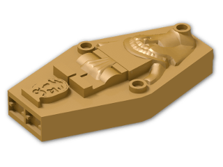 LEGO® Brick: Container Minifig Coffin Lid with Mummy Relief (Needs Work) 30164 | Color: Warm Gold
