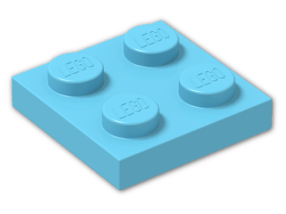 LEGO® Brick: Plate 2 x 2 3022 | Color: Medium Azur