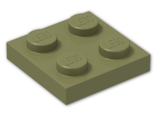 LEGO® Brick: Plate 2 x 2 3022 | Color: Olive Green