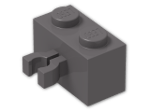 LEGO® Brick: Brick 1 x 2 with Clip Vertical 30237 | Color: Dark Stone Grey