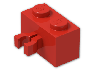 LEGO® Brick: Brick 1 x 2 with Clip Vertical 30237 | Color: Bright Red