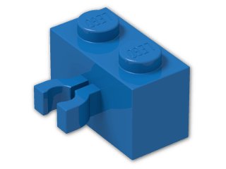 LEGO® Stein: Brick 1 x 2 with Clip Vertical 30237 | Farbe: Bright Blue