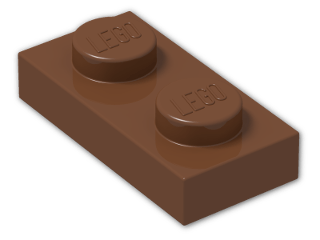 LEGO® Brick: Plate 1 x 2 3023 | Color: Reddish Brown