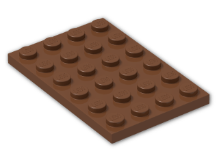 LEGO® Brick: Plate 4 x 6 3032 | Color: Reddish Brown