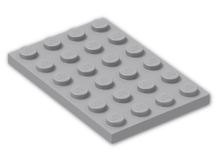LEGO® Stein: Plate 4 x 6 3032 | Farbe: Medium Stone Grey