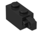 Hinge Brick 1 x 2 Locking with Single Finger On End - 30364 - Black