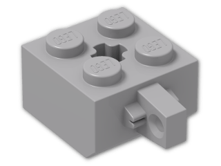 LEGO® Stein: Hinge Brick 2 x 2 Locking with Axlehole and Single Finger 30389b | Farbe: Medium Stone Grey