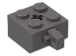 LEGO® Stein: Hinge Brick 2 x 2 Locking with Axlehole and Single Finger 30389b | Farbe: Dark Stone Grey