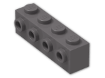 LEGO® Brick: Brick 1 x 4 with Studs on Side 30414 | Color: Dark Stone Grey