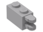 LEGO® Stein: Hinge Brick 1 x 2 Locking with Dual Finger on End Horizontal 30540 | Farbe: Medium Stone Grey